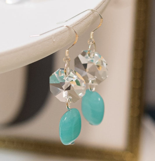 Blue Poppy - Upcycled Sterling Silver Earrings