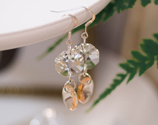 Peach - Upcycled Sterling Silver Earrings