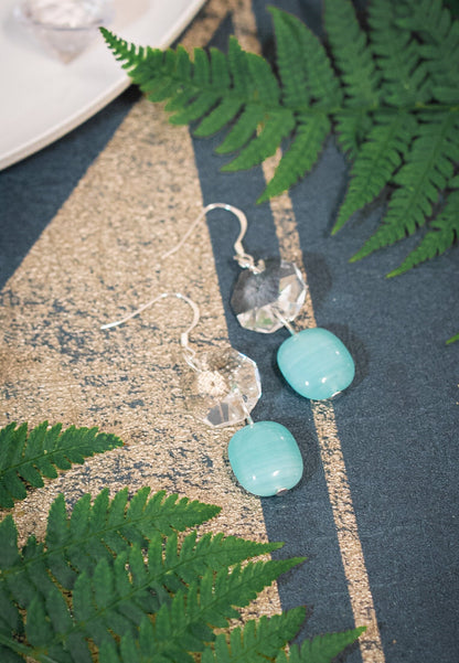 Blue Poppy - Upcycled Sterling Silver Earrings